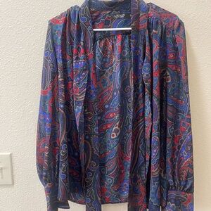 Ralph Lauren Blue and Red Paisley Button Down Shirt
